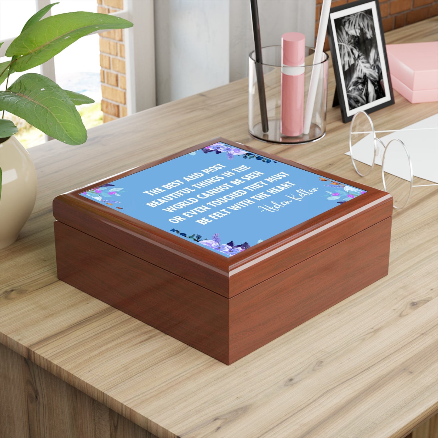Inspirational Jewelry Box with Helen Keller Quote - Elegant Storage for Treasures