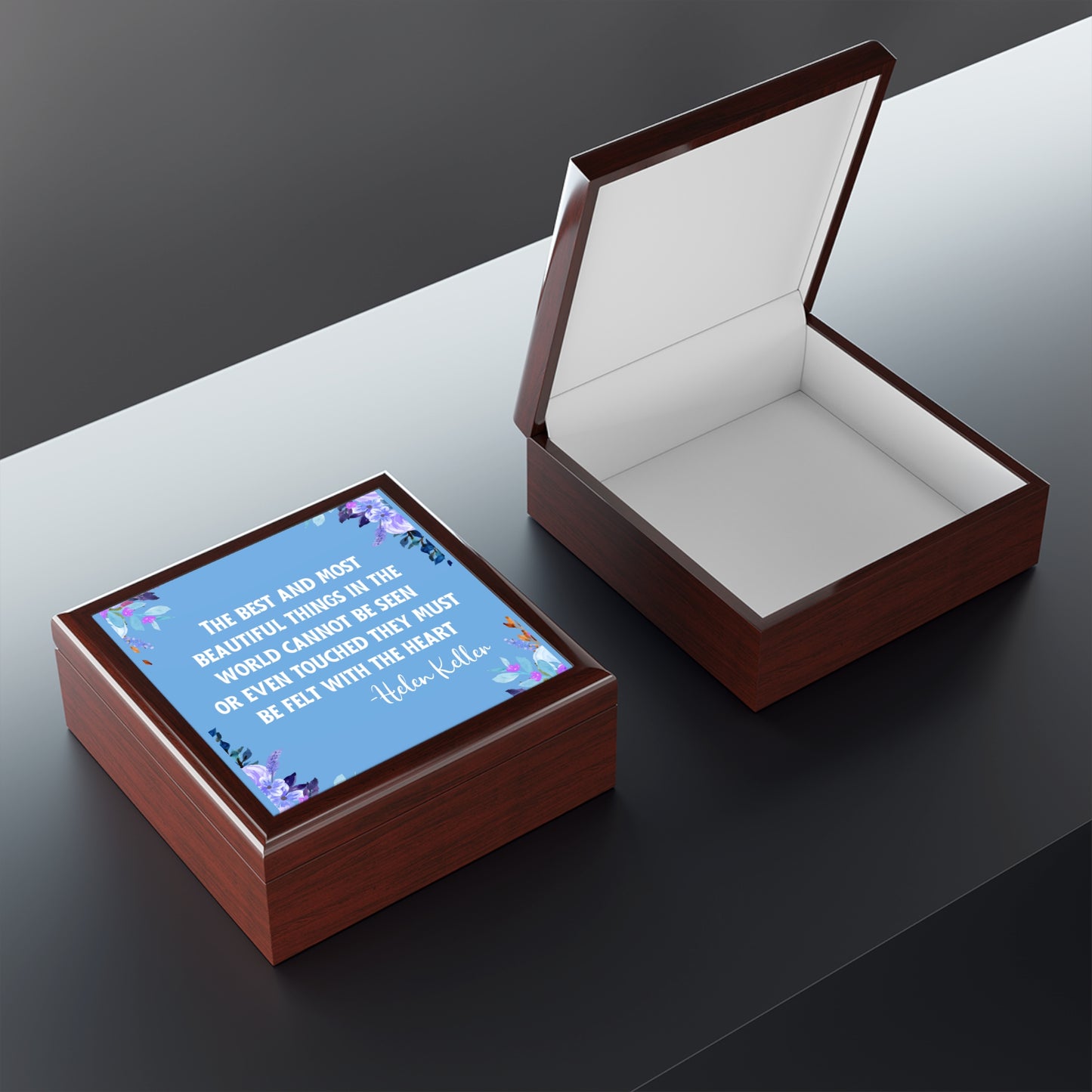 Inspirational Jewelry Box with Helen Keller Quote - Elegant Storage for Treasures