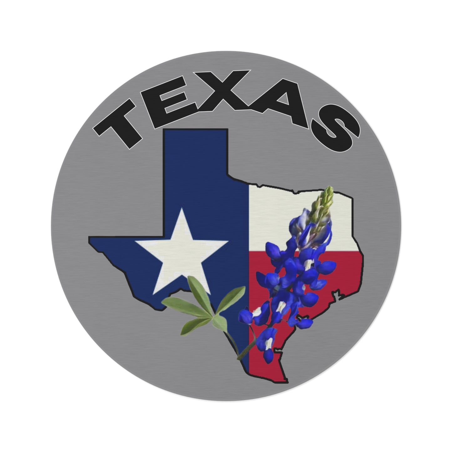 Texas Flag and Bluebonnet Round Rug