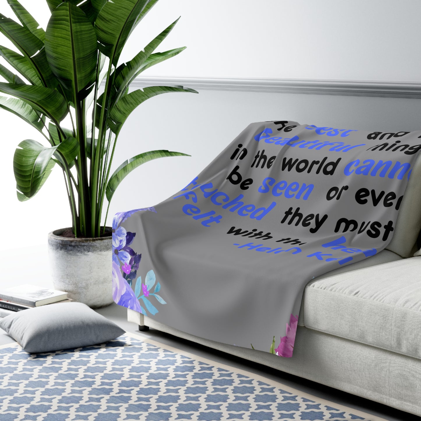 Helen Keller Quote on a Fleece Blanket