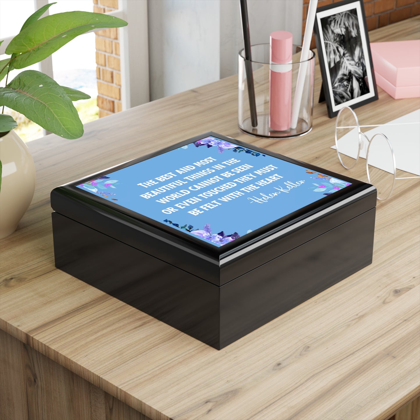 Inspirational Jewelry Box with Helen Keller Quote - Elegant Storage for Treasures