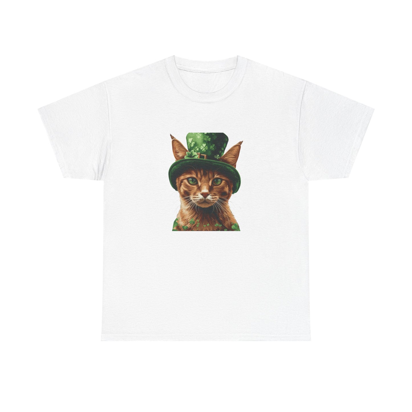 Abyssinian Cat St Patrick's Day T-Shirt, Lucky Cat Tee, Shamrock Shirt, Irish Kitty Top, Cat Lover Gift